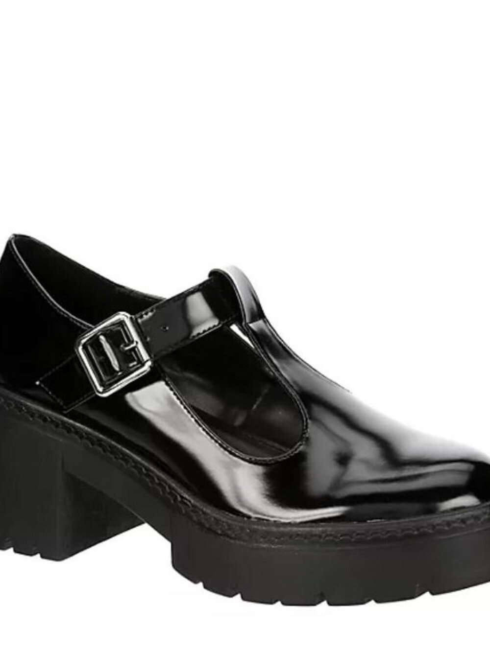 Madden Girl Black Patent Mary Jane Block Heel with Buckle Strap - Picture 4 of 16